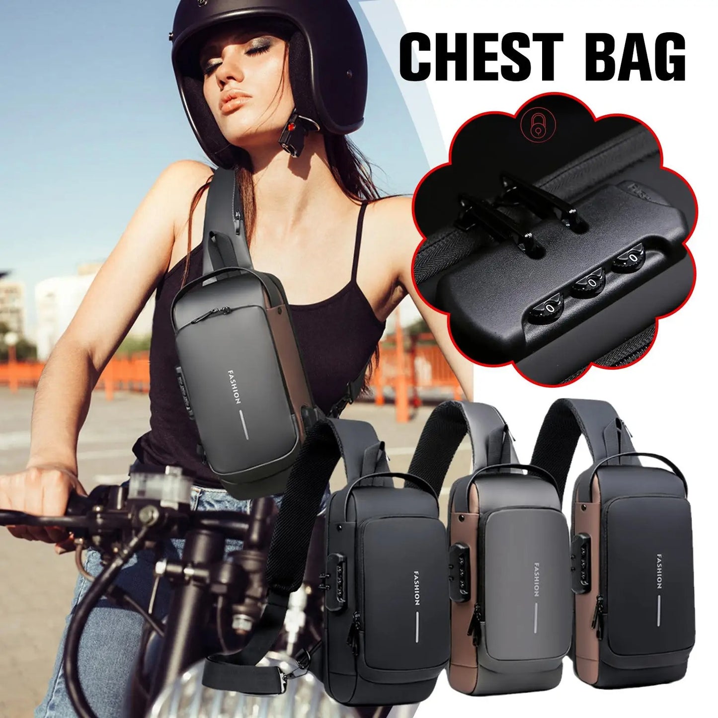 Anti Theft Chest Bag Shoulder USB Charging