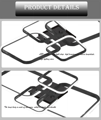 Modern LED Ceiling Lights Square 4 Heads Black And White Decorative Lamps For Bedroom Living Room Study Dining Room Home Fixture