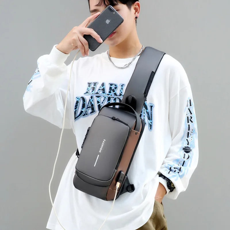 Anti Theft Chest Bag Shoulder USB Charging